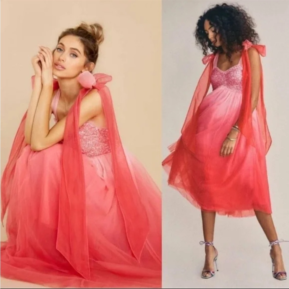NWT LoveShackFancy Romia Dress in a
"Millennial Pink Ombre" hand-dyed color-way